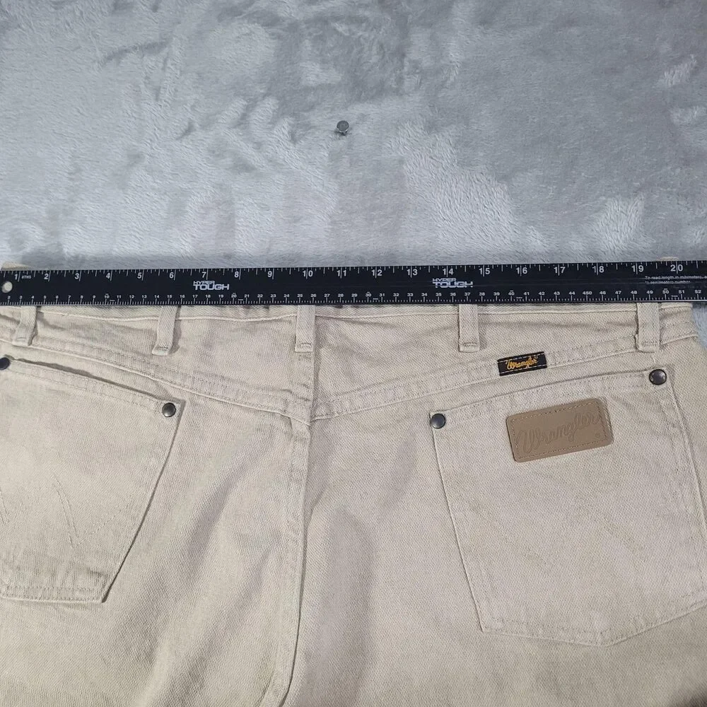 Wrangler Jeans Mens 40x30 Beige Light Wash Regular Straight Zip Fly Denim Cotton